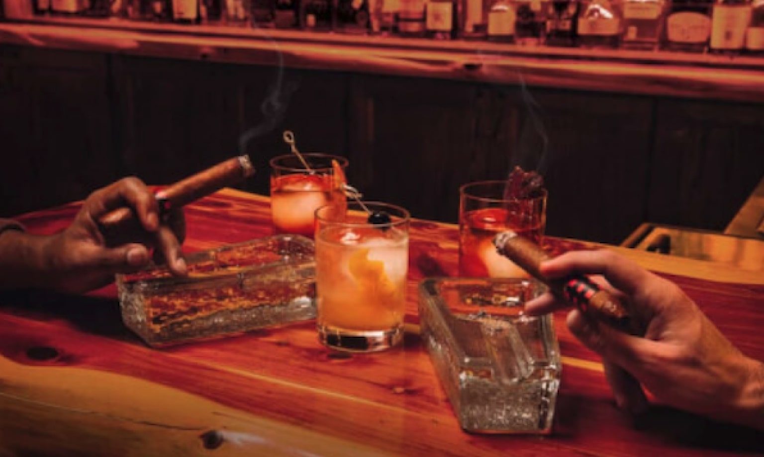 Bar with drinks and cigars